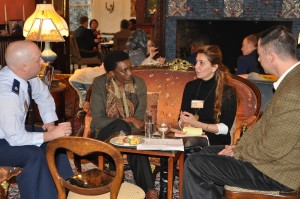 Rose Kabuye, a former Lieutenant Colonel in the Rwandan Army, exchanges lessons with Honey Al Sayed, host and producer at Radio SouriaLi.